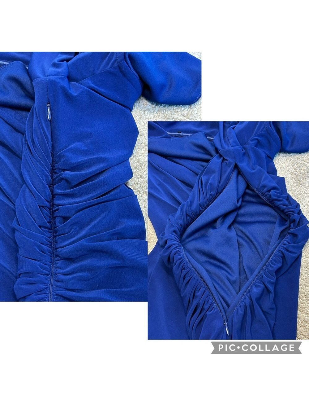 VINCE CAMUTO Cobalt Royal Blue Rhinestone Embellished Off-Shoulder Gown dress 8 - Picture 11 of 17